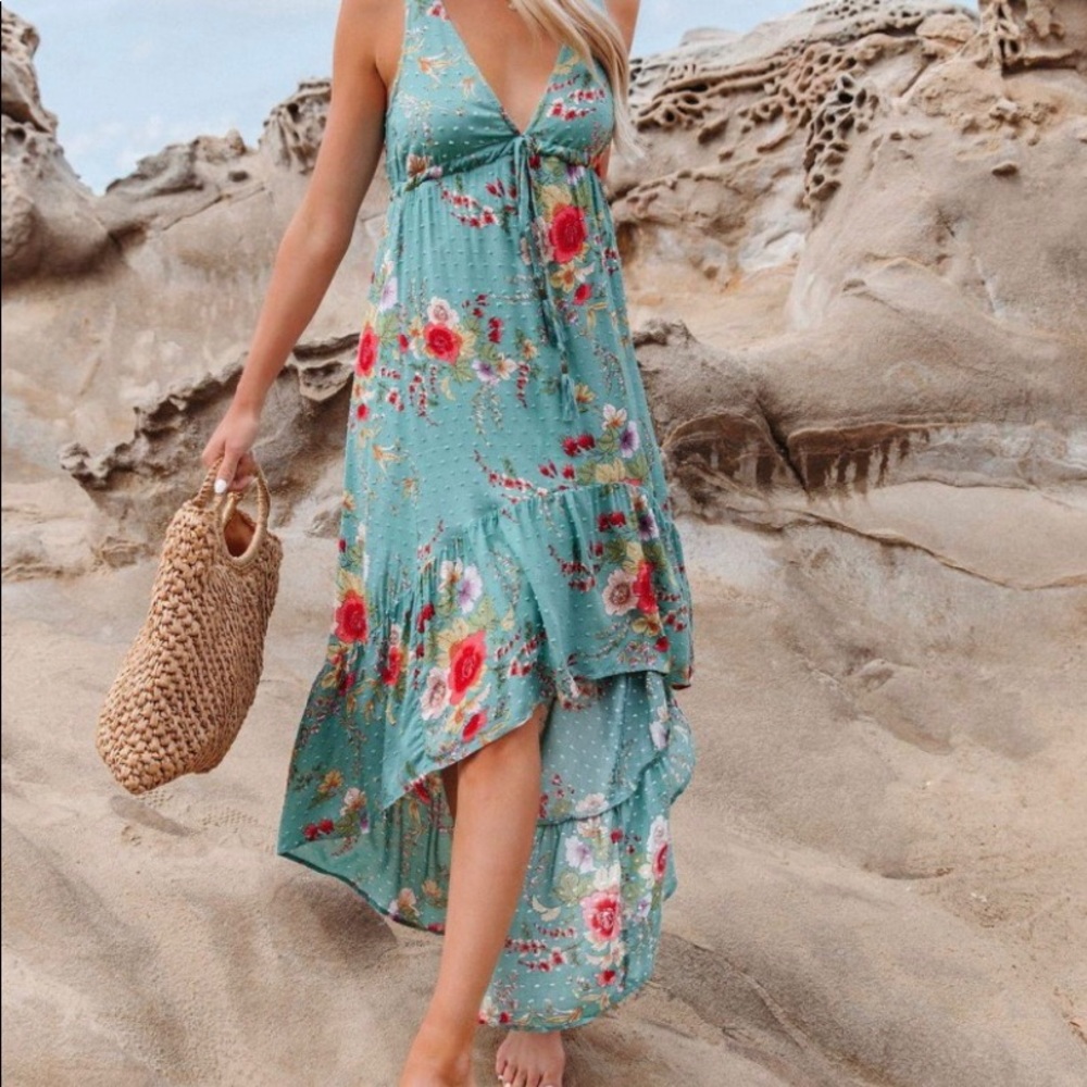 Vici- (M) Floral Blue Dress- Brand new with tags